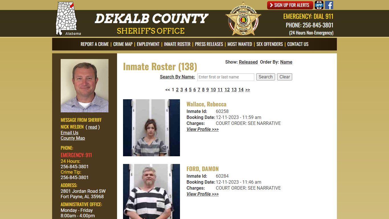 Current Inmates Booking Date Descending - DeKalb County Sheriff